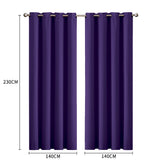2x Blockout Curtains Panels 3 Layers Purple-1910113268492537858