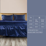 DreamZ Silky Satin Sheets Fitted Double Blue-1910113195037691906