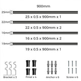 Marlow Black Double Curtain Rod Steel Pole Pommel Set Extendable Adjustable-1910112209103622146