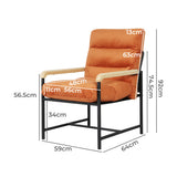 Levede Metal Framed Lounge Chair Velvet in Orange-1919278353270050818