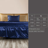 DreamZ Silky Satin Sheets Fitted Flat Single Blue-1910113196430200834