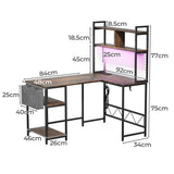 Levede L Shaped Gaming Desk with LED Lights Brown-1937319785700397058