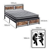 Metal Bed Frame Mattress Base Set Wood Double-1919892912548745218