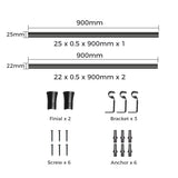 Marlow Black Curtain Rod Steel Quiet Rail Pole Pommel Set Extendable-1937319787743023106