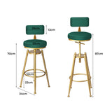 Levede 1x Bar Stools Velvet Kitchen Green-1910113238184497154