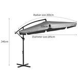 Mountview 3M Cantilever Umbrella Outdoor Grey Without Base-1910112909548195842