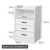 Levede Bedside Table USB Charger Outlet LED White-1910112205110644738