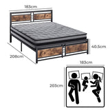 Metal Bed Frame Mattress Base Set Wood King-1919892912750071810