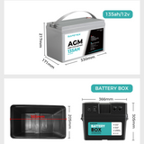 12V 135Ah AGM Battery Outdoor Rv Marine-1910113182849044482