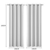 2x Blockout Curtains Panels 3 Layers Grey CD1003-140X230-BK-1910113267704008706