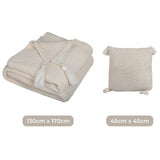 DreamZ Knitting Throw Blanket Cushion Beige-1910113222975950850