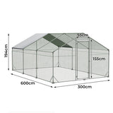 Pawz 600x300x194cm Large Metal Walk-in Chicken Coop Cage-1937319817338032130