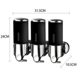 3 Bottles Bathroom Shower Soap Dispenser Black-1910113089890684930