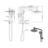 High Pressure Shower Head Set Rain Round Black-1910113243712589826