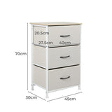 Levede Chest of 3 Drawers Bedside Table Beige-1917016726118207490