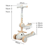 BoPeep Foldable Kids Scooter Flip-able Seat Beige-1910112181807091714