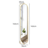 Yezi 360? Swivel Wall Mirrors 140cm x35cm Oval Shape Gold Frame-1910113318367006722