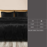 DreamZ Silky Satin Quilt Cover Set Bedspread Black Double-1910113196807688194