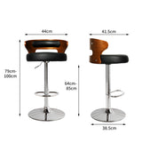 Levede 1x Kitchen Bar Stools Gas Lift Black Silver-1910113240004825090
