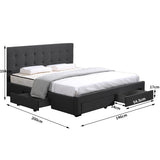 Levede Fabric Bed Frame Double Tufted Dark Grey-1910113204252577794