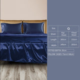 DreamZ Silky Satin Sheets Fitted Flat Queen Blue-1910113195977216002