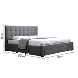 Levede Queen Bed Frame Fabric Tufted Dark Grey-1910113204571344898