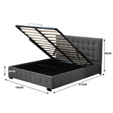 Levede Fabric Bed Frame Queen Tufted Dark Grey-1910113203925422082