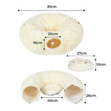 Pawz Cat Tunnel Foldable Fluffy Plush Play Tube Beige-1937319811298234370