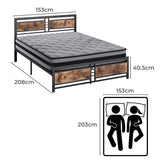 Metal Bed Frame Mattress Base Set Wood Queen-1910113214738337794