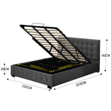 Levede Fabric Bed Frame King Tufted Dark Grey-1910113203594072066