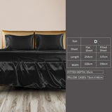 DreamZ Silky Satin Sheets Fitted Double Black-1910113194886696962