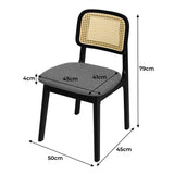 Levede 2x Dining Chair Wood Rattan Armless Black-1937319813961617410