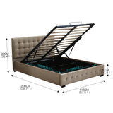 Levede Fabric Bed Frame Double Gas Lift Double Beige-1910113203107532802