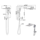 High Pressure Shower Head Set Rain Square Silver-1910113120358109186