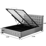 Levede Queen Bed Frame Fabric Tufted Grey-1910113204088999938