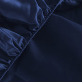 DreamZ Silky Satin Sheets Fitted Flat Single Blue-1910113196430200835