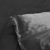 DreamZ Silky Satin Quilt Cover Set Bedspread Dark Grey Double-1910113197155815427