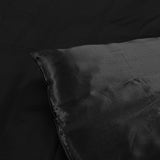 DreamZ Silky Satin Quilt Cover Set Bedspread Black Super King-1910113199211024387