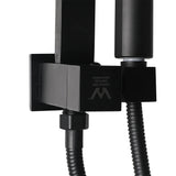 High Pressure Shower Head Set Rain Square Black-1910113120211308547