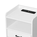 Levede Bedside Table USB Charger Outlet LED White-1910112205110644739