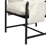 Levede Metal Framed Lounge Chair Corduroy in Beige-1919278353102278660