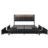 Levede Queen Bed Frame PU 4 Drawer USB Charge-1910113213018673156