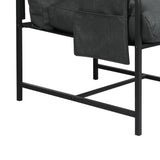 Levede Metal Framed Lounge Chair Linen in Dark Grey-1919278353454600196