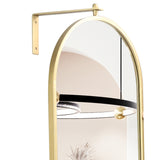 Yezi 360? Swivel Wall Mirrors 140cm x35cm Oval Shape Gold Frame-1910113318367006725