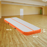 NNEDPE 5m x 1m Air Track Inflatable Gymnastics Mat - Orange Grey