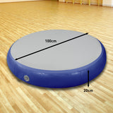 NNEDPE 1m Air Track Spot Round Inflatable Gymnastics Tumbling Mat Pump Dark Blue
