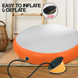 NNEDPE 1m Air Track Spot Round Inflatable Gymnastics Tumbling Mat Pump Orange