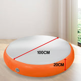 NNEDPE 1m Air Track Spot Round Inflatable Gymnastics Tumbling Mat Pump Orange