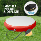 NNEDPE 1m Airtrack Spot Round Inflatable Gymnastics Tumbling Mat with Pump - Red