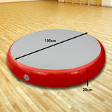 NNEDPE 1m Airtrack Spot Round Inflatable Gymnastics Tumbling Mat with Pump - Red